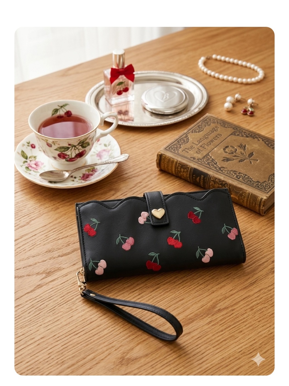 NWT Betsey Johnson Cherry Toss Wristlet: Fruitcore Kitsch Soft Goth Coquette
